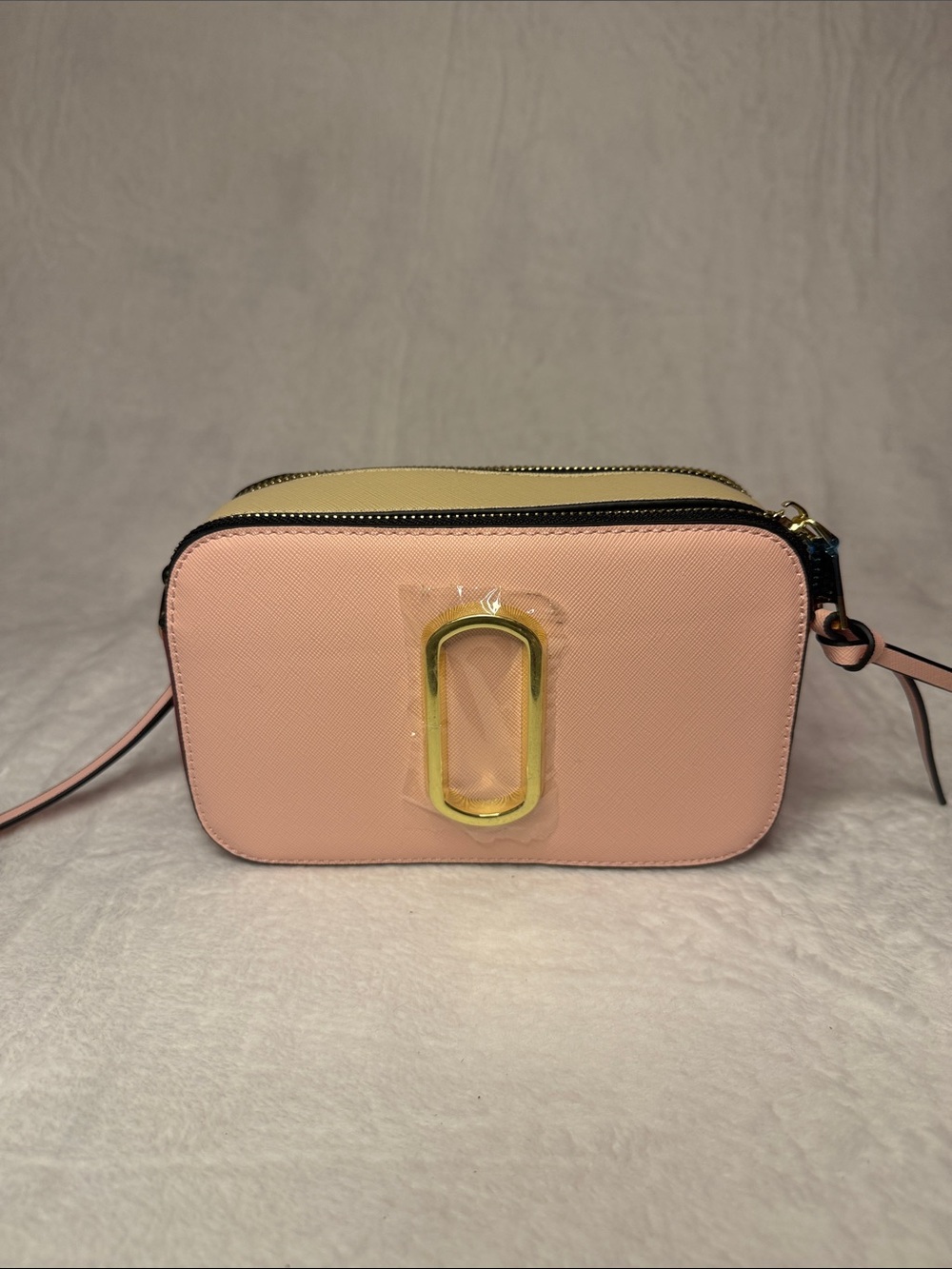 Blushing Pink and Cream Crossbody Bag with Gold Accent